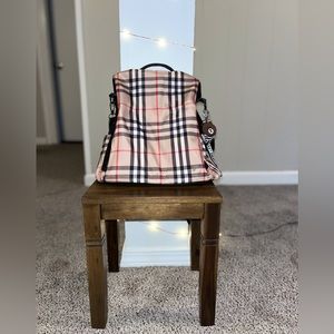 Brown Plaid Backpack Purse